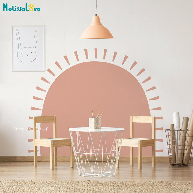 Baby Nursery Wallpaper - Yarım güneş Boho duvar çıkartmaları soyut
