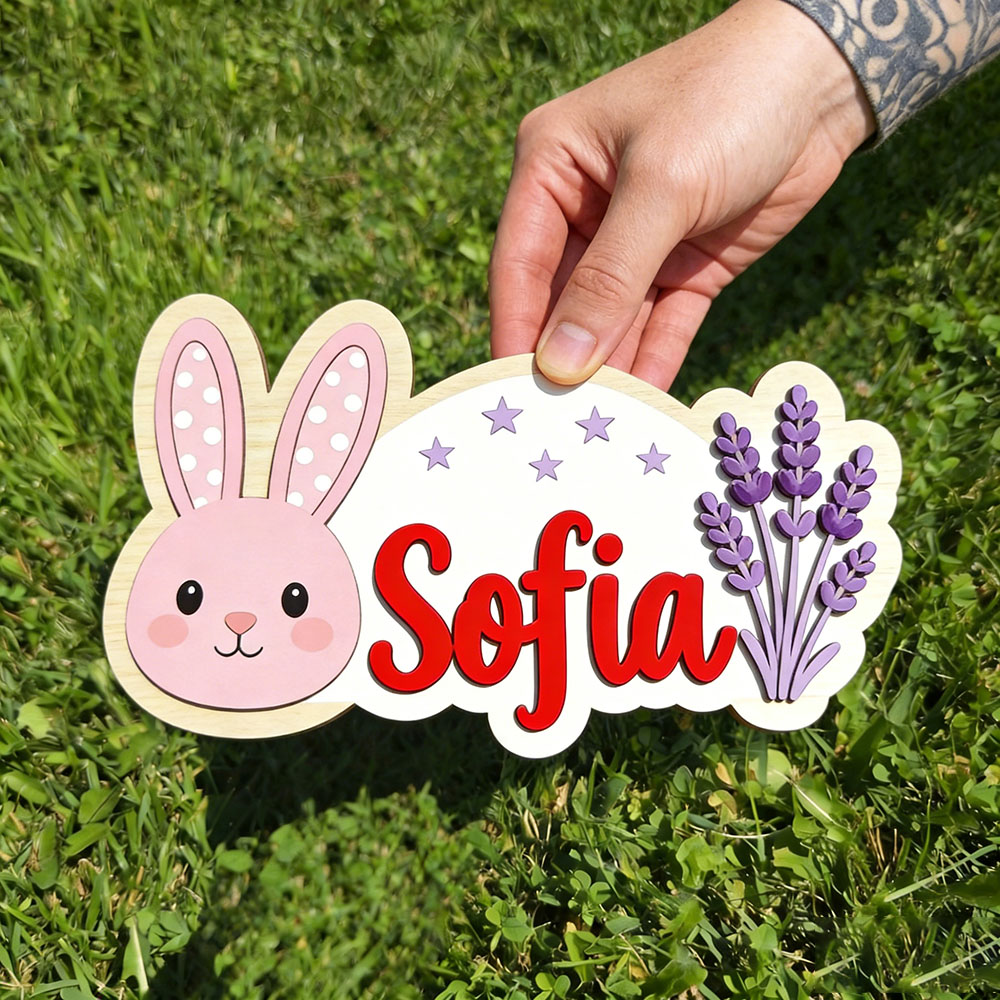 Baby Nursery Themes Girl - 25 cm Kişiselleştirilmiş Pastel Tavşan Lavanta