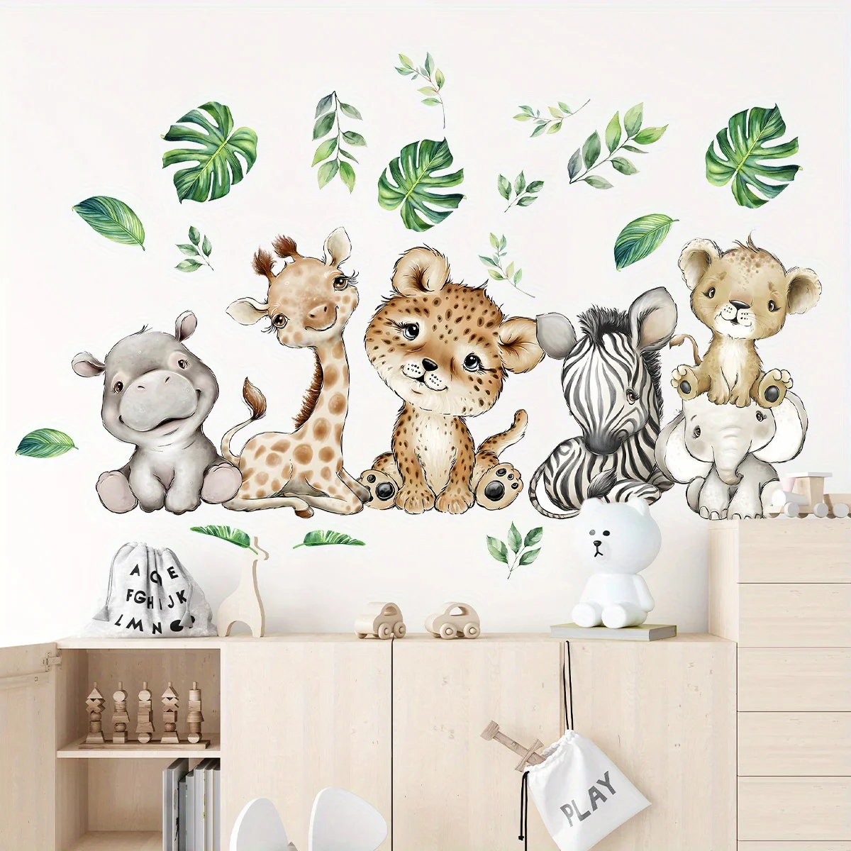 Baby Nursery Wallpaper - 1 adet karikatür sevimli su aygırı