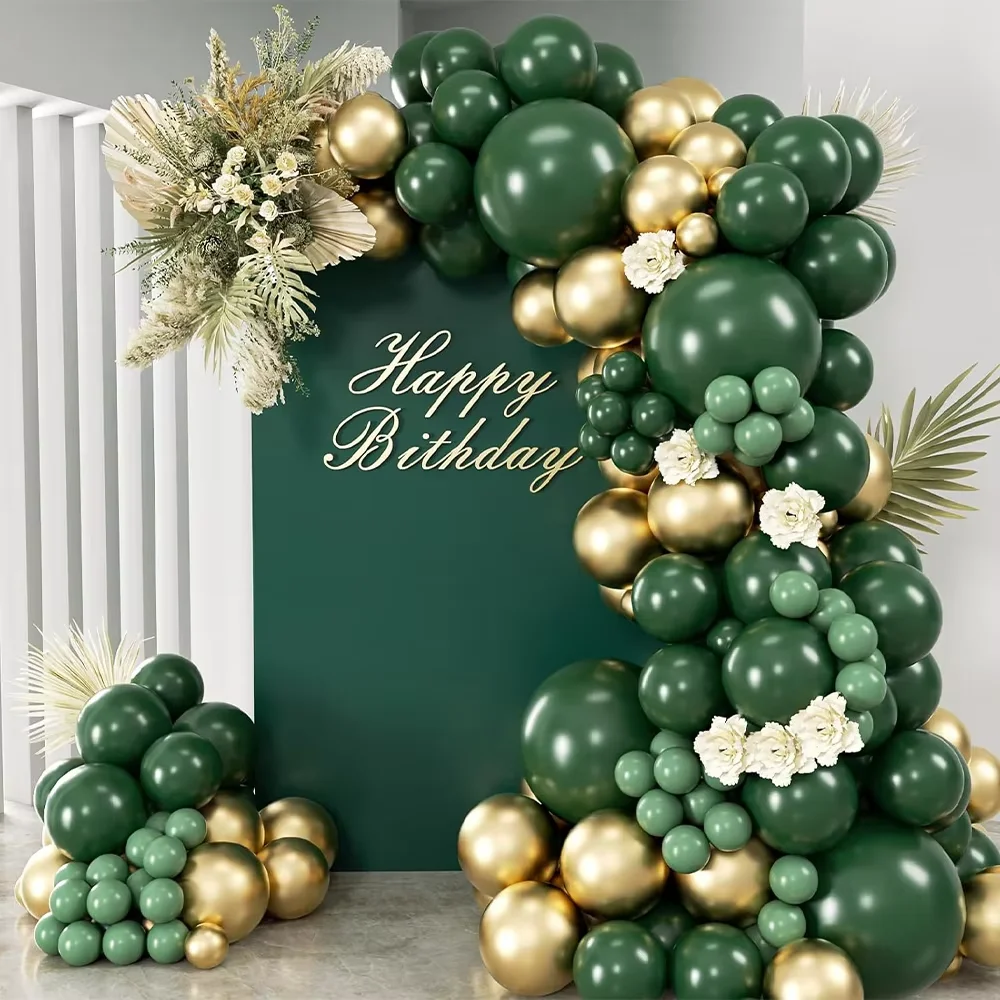 Baby Nursery Jungle Theme - 101 Adet Yeşil Altın Lateks Balon