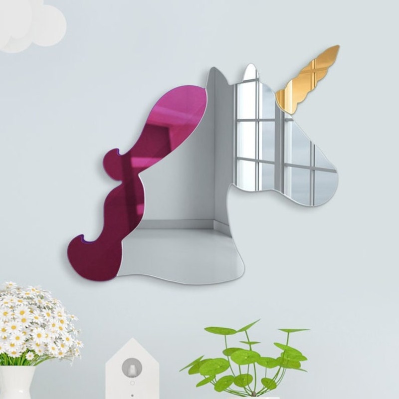 Baby Nursery Themes Girl - 3D Akrilik Unicorn Duvar Sanatı Aynası
