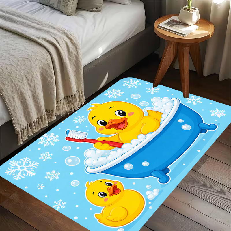 Baby Nursery Mat - Sevimli Sarı Ördek Banyo Flanel Matı,