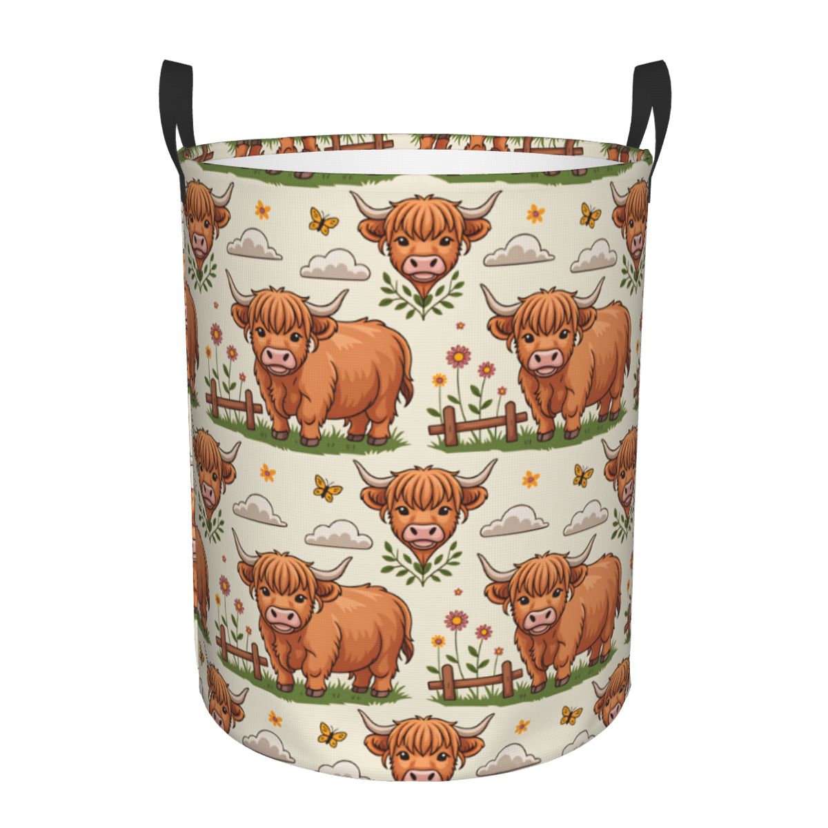 Baby Nursery Hamper - Karikatür Yayla İnekleri Çamaşır Sepeti Katlanabilir