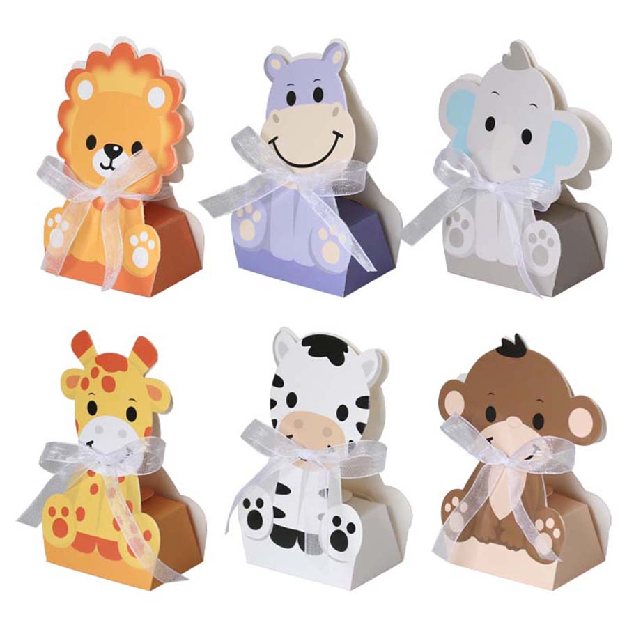 Baby Nursery Jungle Theme - 12 adet Safari hayvan iyilik kutuları