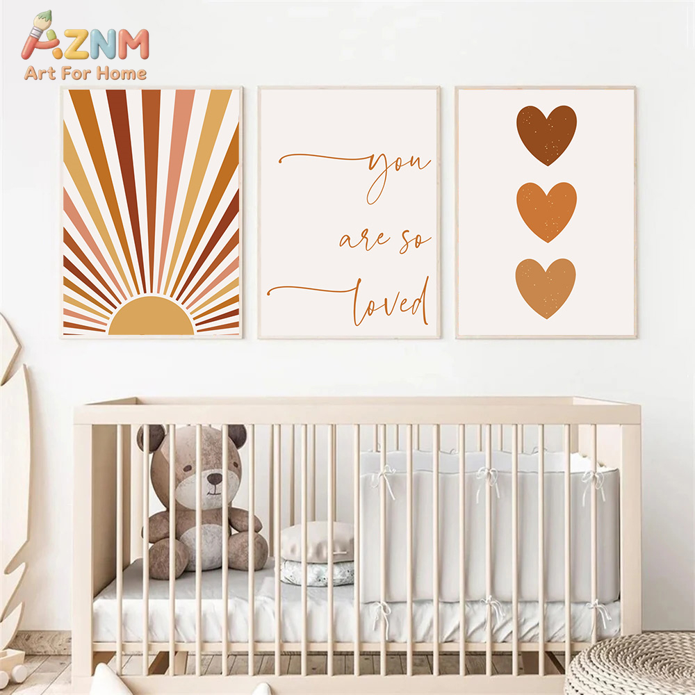 AZNM Boho Güneş Ay Gökkuşağı K - Baby Nursery Wall Art incelemesi ve fiyatı