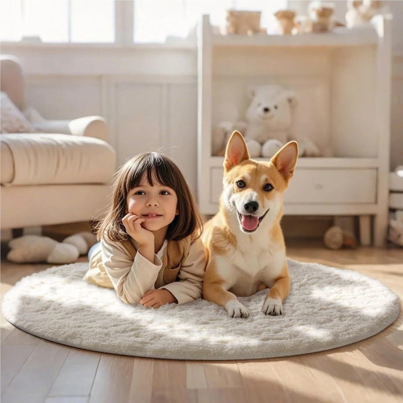 Yuvarlak Krem Beyaz Halı Yumuş - Baby Nursery Mat incelemesi ve fiyatı