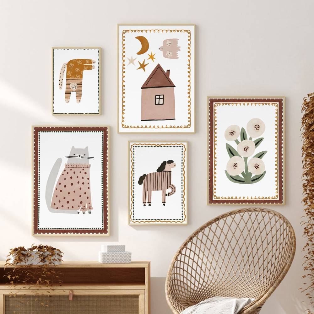 Nötr Boho Çocuk Posteri Seviml - Baby Nursery Wallpaper Neutral incelemesi ve fiyatı