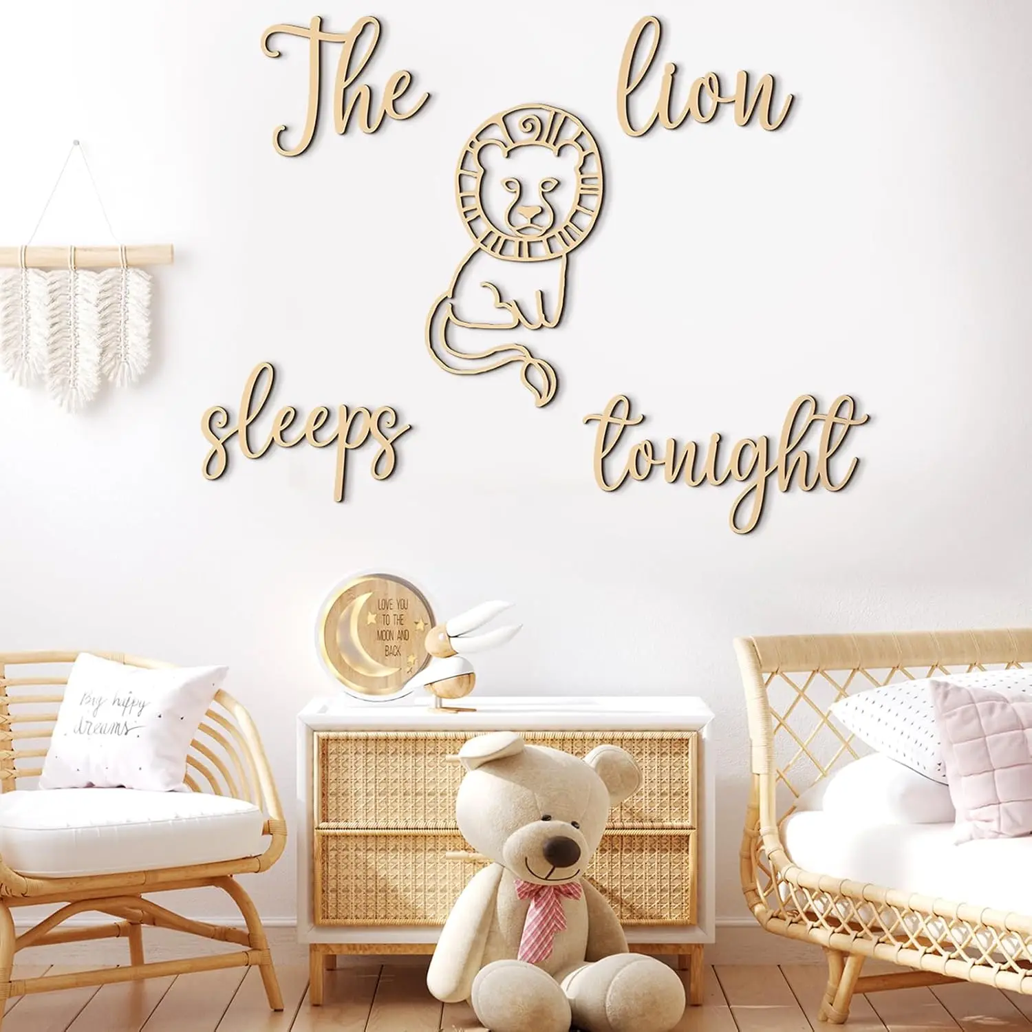 Aslan Bugün Gece Uyuyor Ahşap  - Baby Nursery Jungle Theme incelemesi ve fiyatı
