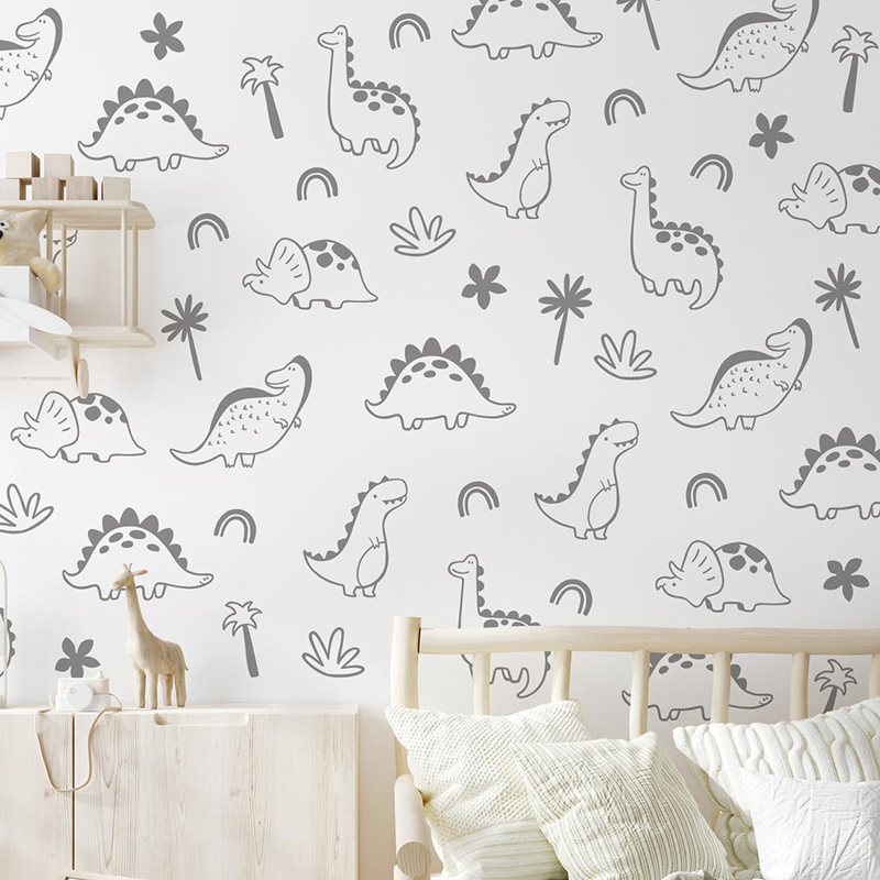 Geometrik Dinozor Ağacı Gökkuş - Baby Nursery Wallpaper incelemesi ve fiyatı