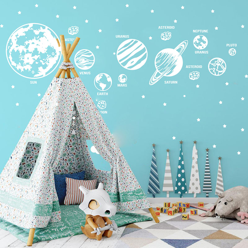 Büyük gezegen güneş sistemi uz - Baby Nursery Wallpaper incelemesi ve fiyatı