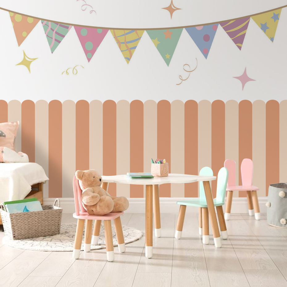 Çok renkli Dikey Çizgili Ark D - Baby Nursery Wall Art incelemesi ve fiyatı