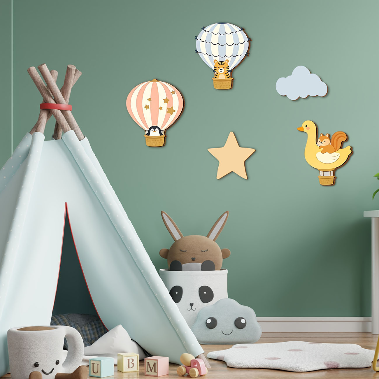 5 Adet Hayvan Sıcak Hava Balon - Baby Nursery Wallpaper incelemesi ve fiyatı