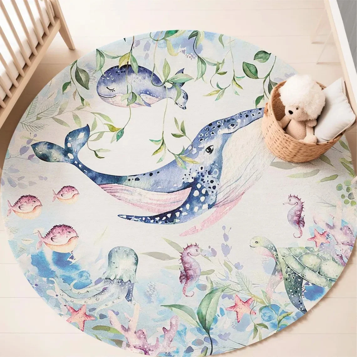 Mavi Deniz Hayvanı Yuvarlak Ha - Baby Nursery Mat incelemesi ve fiyatı